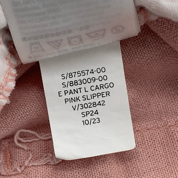 GAP Factory Pink Linen Blend Drawstring Easy Crop Cargo Pant Size Large Petite - Picture 7 of 9